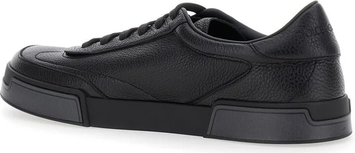 'Portofino' Black Sneaker With Logo Print On The Sole In Hammered Leather Man - Image 3