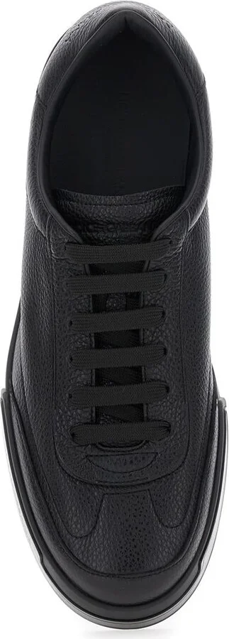 'Portofino' Black Sneaker With Logo Print On The Sole In Hammered Leather Man - Image 4