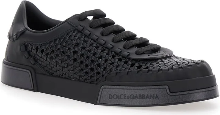 'portofino' Black Sneakers With Mesh Inserts And Embossed Logo On The Side In Leather Man - Image 2