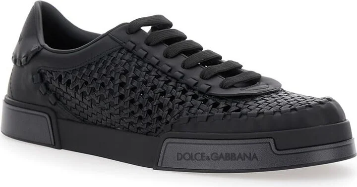 'Portofino' Black Sneakers With Mesh Inserts And Embossed Logo On The Side In Leather Man - Image 2