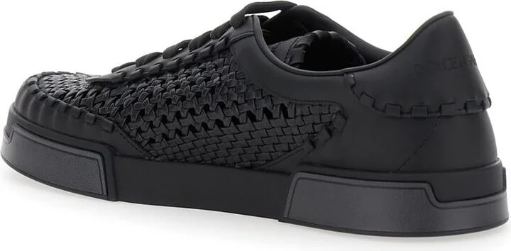 'Portofino' Black Sneakers With Mesh Inserts And Embossed Logo On The Side In Leather Man - Image 3