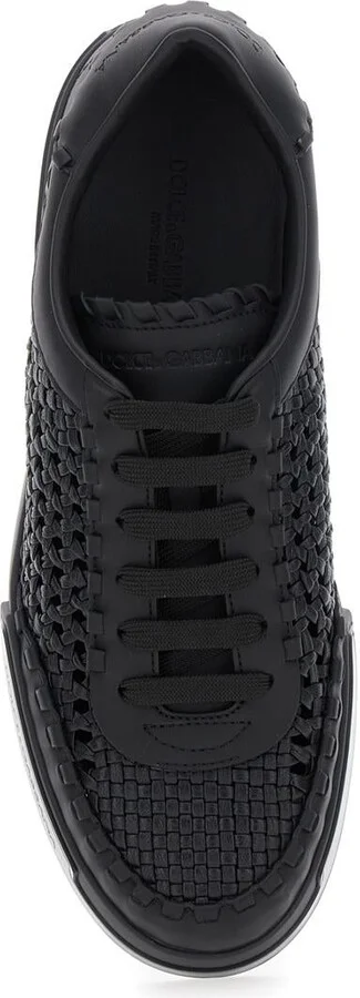 'Portofino' Black Sneakers With Mesh Inserts And Embossed Logo On The Side In Leather Man - Image 4