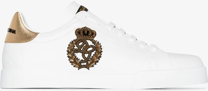 Portofino Crown-Patch Leather Sneakers