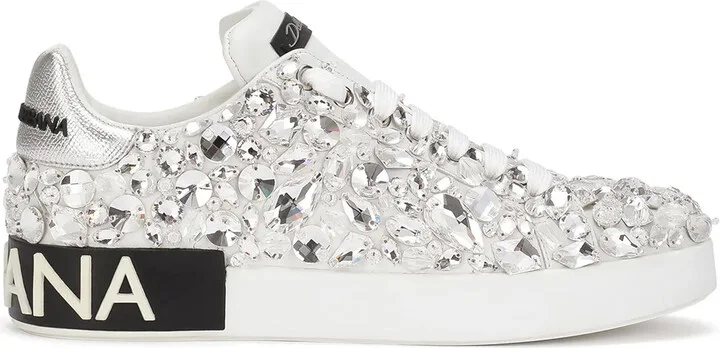 Portofino embroidered leather sneakers