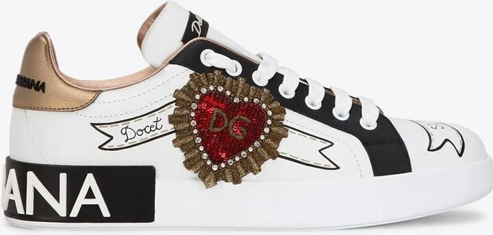 Portofino Embroidery Leather Sneakers