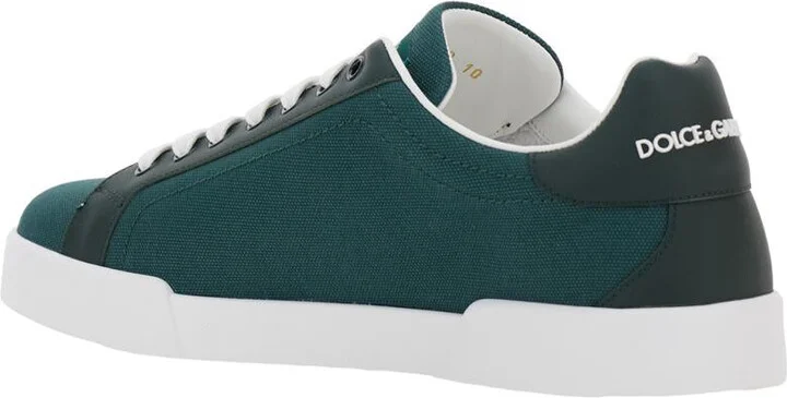'Portofino' Green Low Top Sneakers With Logo Patch On Tongue And Side In Cotton Blend Man - Image 3