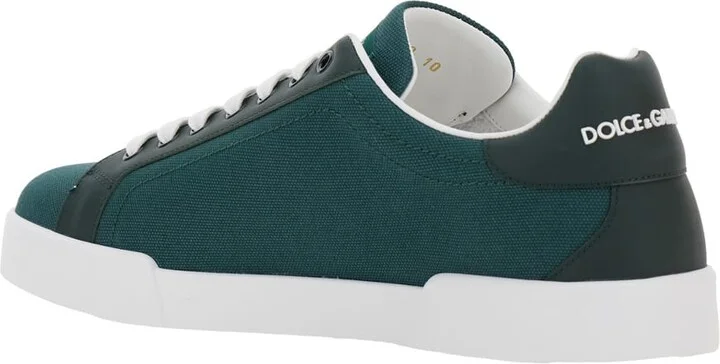 'portofino' Green Low Top Sneakers With Logo Patch On Tongue And Side In Cotton Blend Man - Image 3
