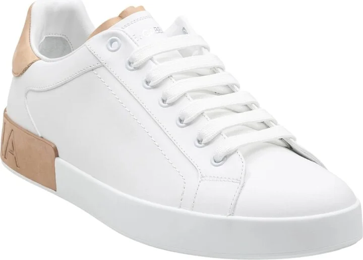Portofino Leather Sneakers In White And Tan - Image 2