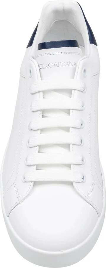 Portofino Leather Sneakers, White And Blue - Image 3