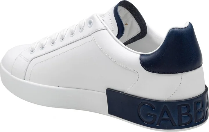 Portofino Leather Sneakers, White And Blue - Image 4