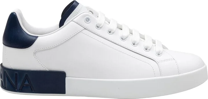 Portofino Leather Sneakers, White And Blue