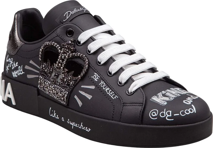 Portofino Leather Sneakers With Embroidery And Patches - Image 2