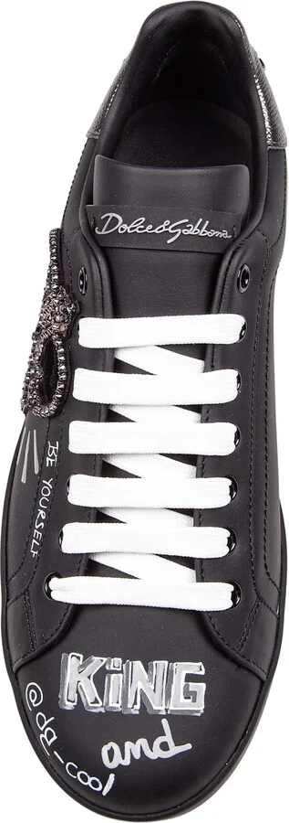 Portofino Leather Sneakers With Embroidery And Patches - Image 3