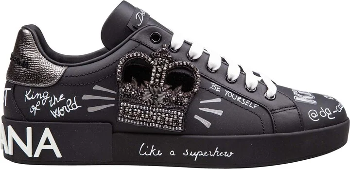 Portofino Leather Sneakers With Embroidery And Patches