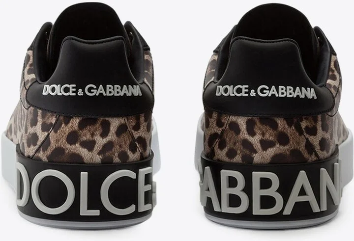 Portofino Leopard Print Leather Low-Top Sneakers - Image 2