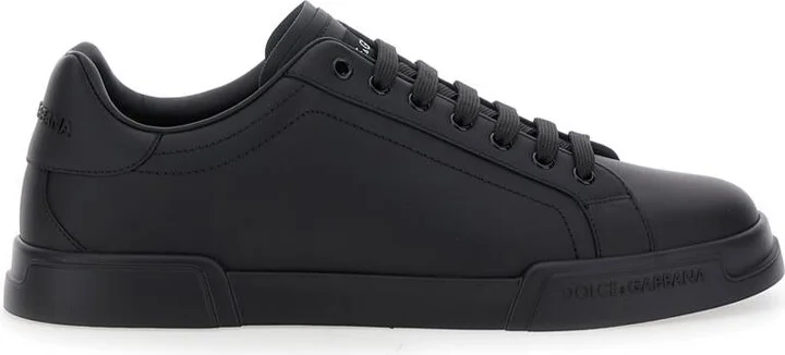 'Portofino Light' Black Sneakers With Logo Patch On The Tongue And Tonal Logo Lettering On The Heel In Leather Man