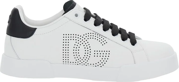 'portofino Light' White Sneakers With Perforated Logo On The Side And Logo Patch On The Tongue In Leather Woman