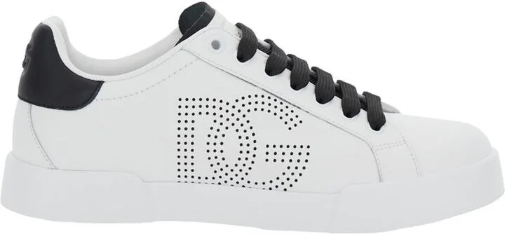 'Portofino Light' White Sneakers With Perforated Logo On The Side And Logo Patch On The Tongue In Leather Woman
