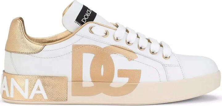 Portofino logo-print leather sneakers
