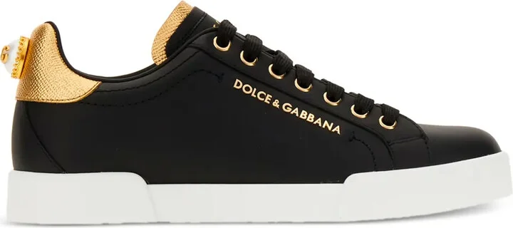 Portofino logo-tag leather sneakers