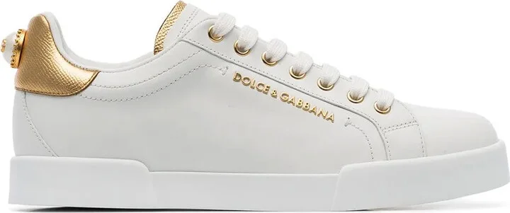 Portofino logo-tag leather sneakers