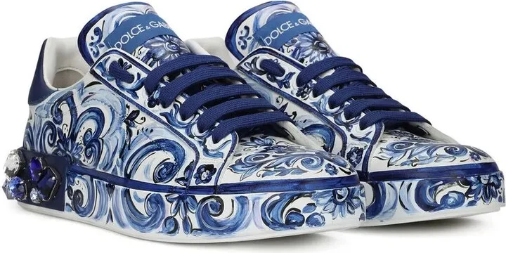 Portofino Majolica-print leather sneakers - Image 2