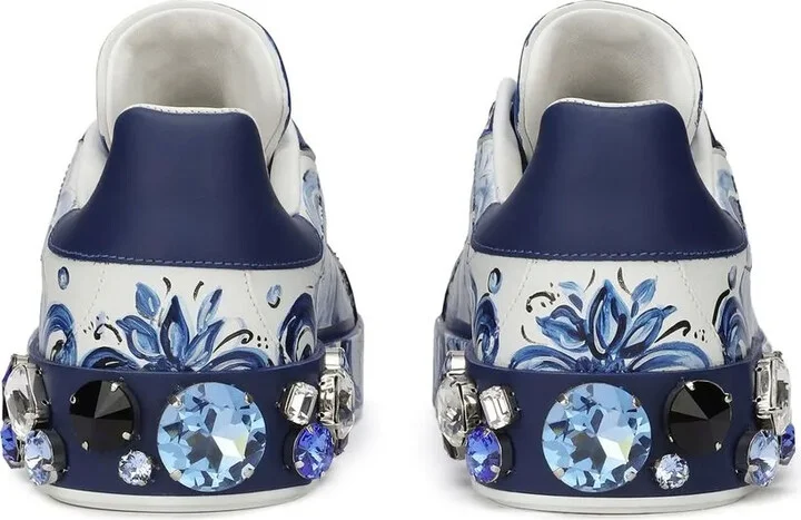 Portofino Majolica-print leather sneakers - Image 3