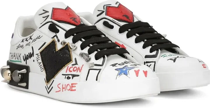Portofino patch-detail leather sneakers - Image 2