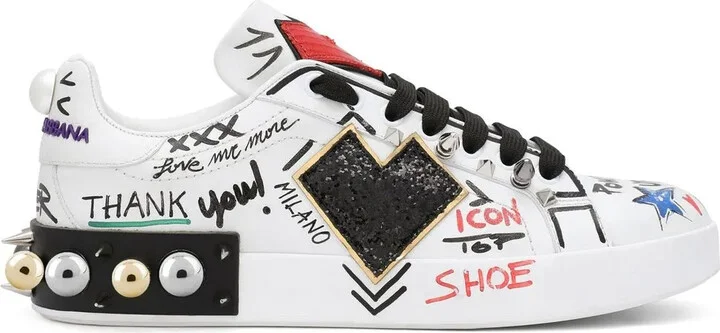 Portofino patch-detail leather sneakers