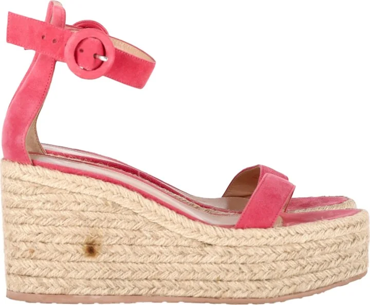 Portofino Platform Wedge Espadrille Sandals In Pink Suede