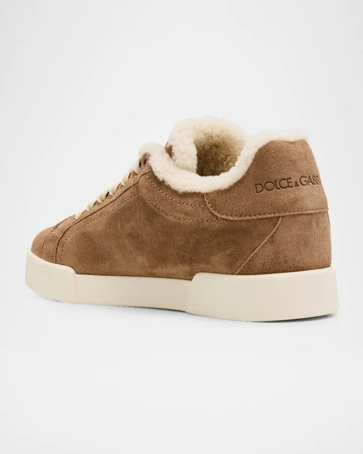 Portofino Shearling-Lined Low-Top Suede Sneakers - Image 4