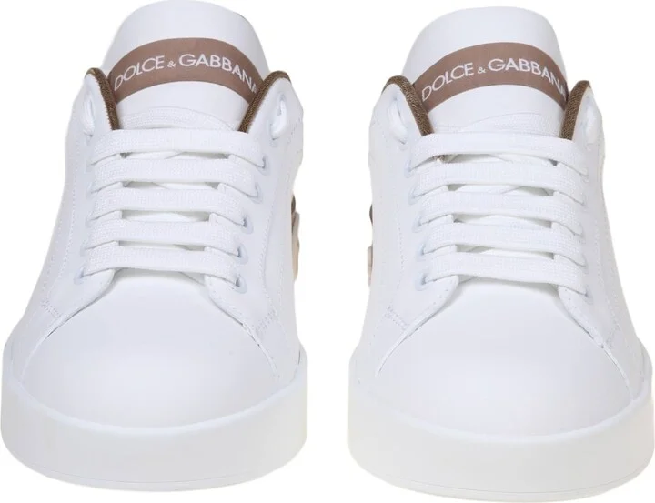 Portofino Sneakers In White And Gold Leather - Image 3