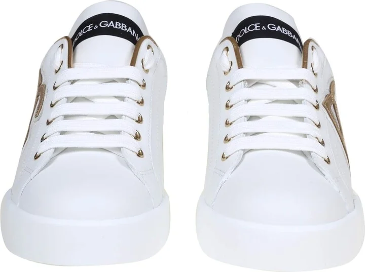 Portofino Sneakers White And Gold With Dg Logo - Image 3