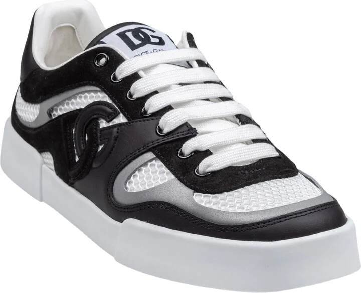 Portofino Strobel Light Sneakers In Leather And Fabric Color Black And White - Image 2