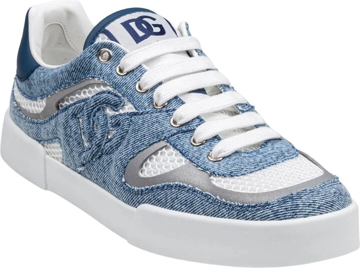 Portofino Strobel Light Sneakers In Technical Mesh Denime White And Jeans - Image 2