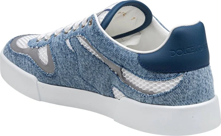 Portofino Strobel Light Sneakers In Technical Mesh Denime White And Jeans - Image 4