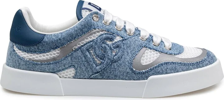 Portofino Strobel Light Sneakers In Technical Mesh Denime White And Jeans