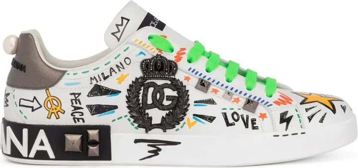 Portofino studded leather sneakers