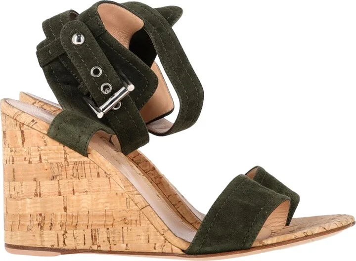 Portofino Wedge in Green Suede
