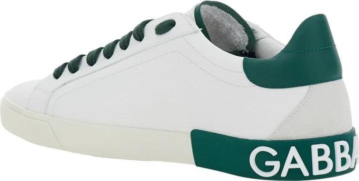 'portofino' White And Green Low Top Sneakers With Logo Lettering On Tongue And Rear In Leather Man - Image 3