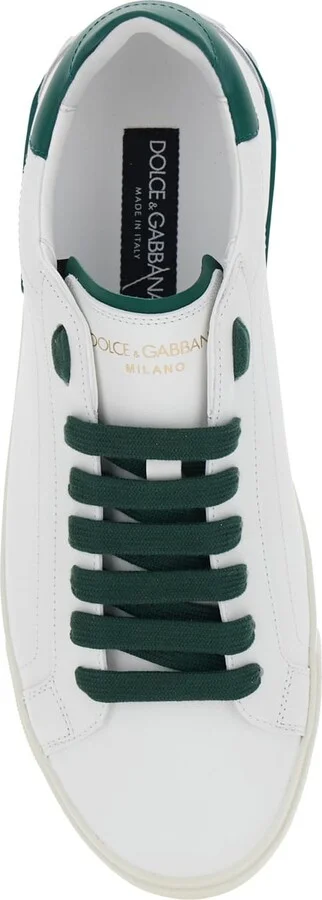 'portofino' White And Green Low Top Sneakers With Logo Lettering On Tongue And Rear In Leather Man - Image 4