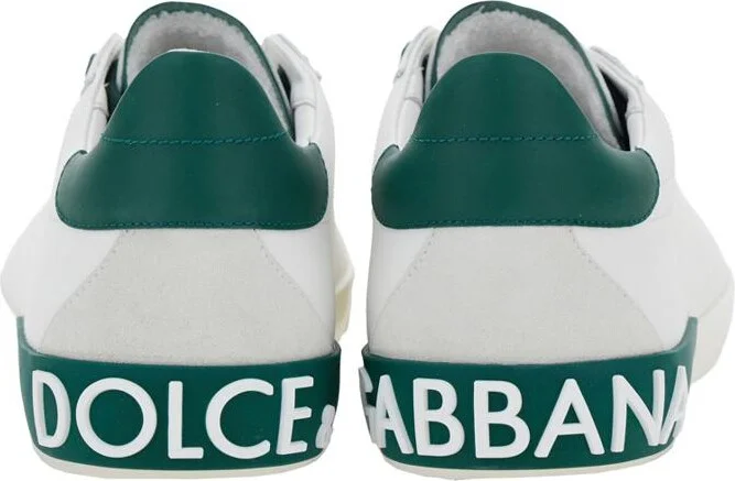 'Portofino' White And Green Low Top Sneakers With Logo Lettering On Tongue And Rear In Leather Man - Image 5