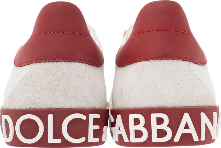 'portofino' White And Red Low Top Sneakers With Logo Patch In Leather Man - Image 4