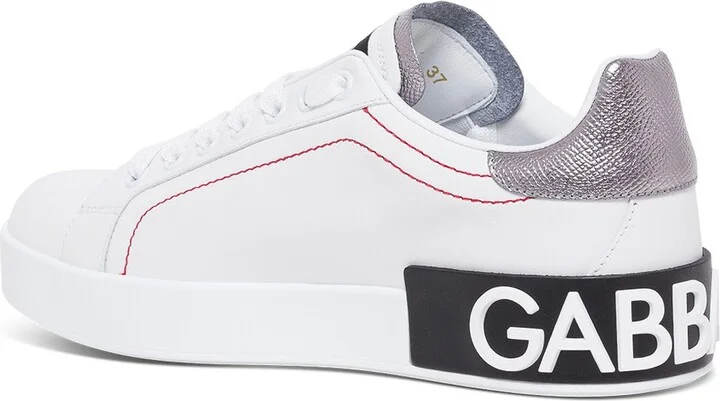 Portofino White Leather Sneakers With Logo - Image 3
