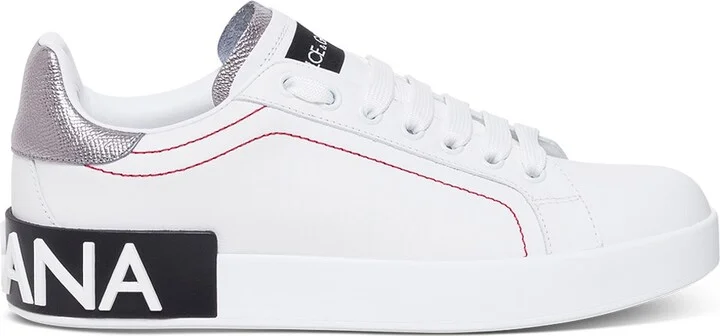 Portofino White Leather Sneakers With Logo