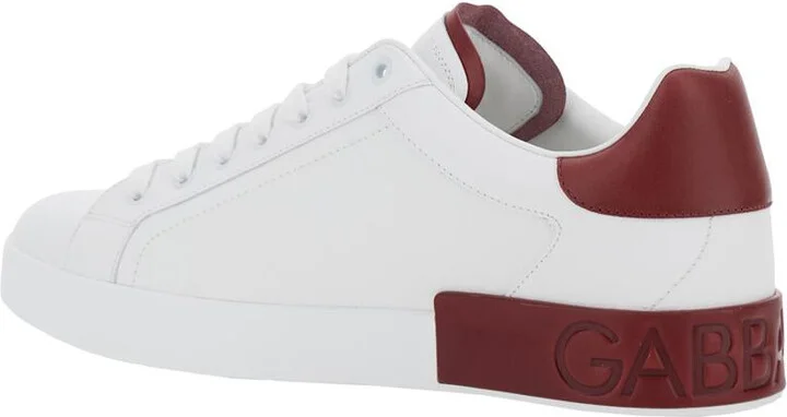 'Portofino' White Low Top Sneakers With Contrasting Heel With Logo Lettering In Leather Man - Image 3