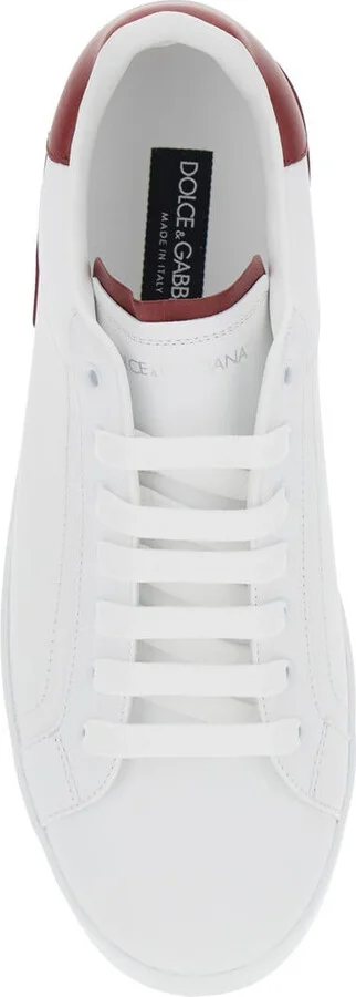 'Portofino' White Low Top Sneakers With Contrasting Heel With Logo Lettering In Leather Man - Image 4