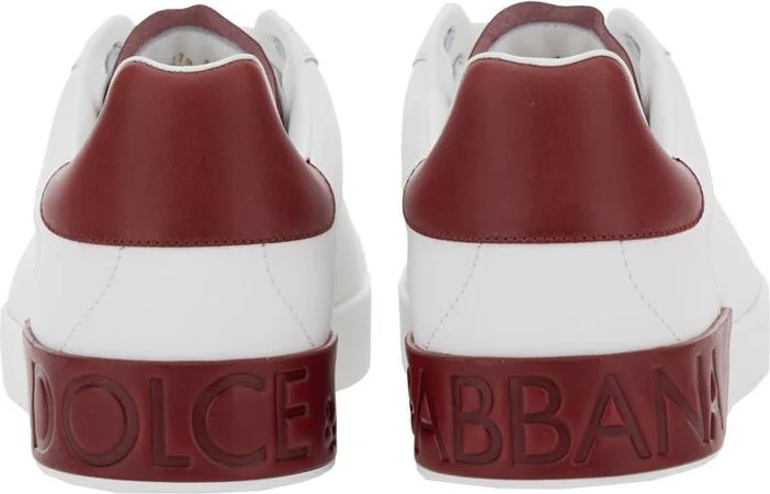 'Portofino' White Low Top Sneakers With Contrasting Heel With Logo Lettering In Leather Man - Image 5