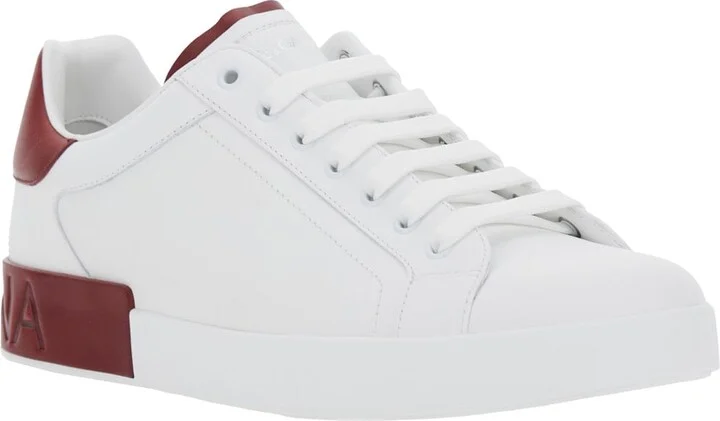 'portofino' White Low Top Sneakers With Contrasting Heel With Logo Lettering In Leather Man - Image 2