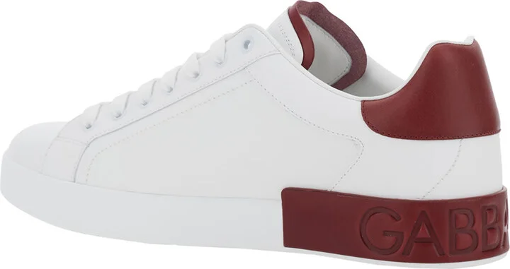 'portofino' White Low Top Sneakers With Contrasting Heel With Logo Lettering In Leather Man - Image 3